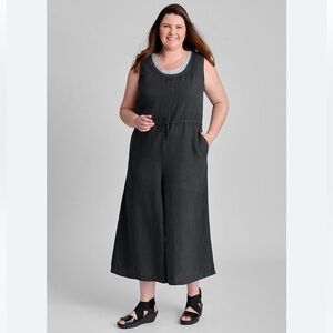 New! FLAX Linen Urban Jumpsuit Wide Leg Scoop Neckline Size 18